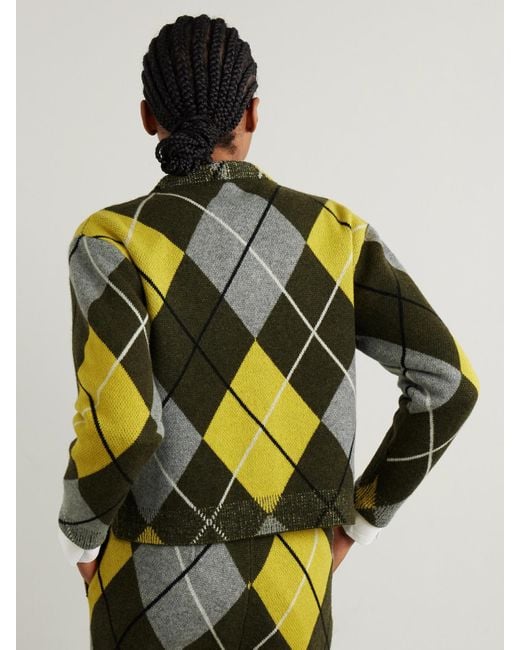 The Elder Statesman Black Cardigan Aus Kaschmir Mit Argyle-Muster