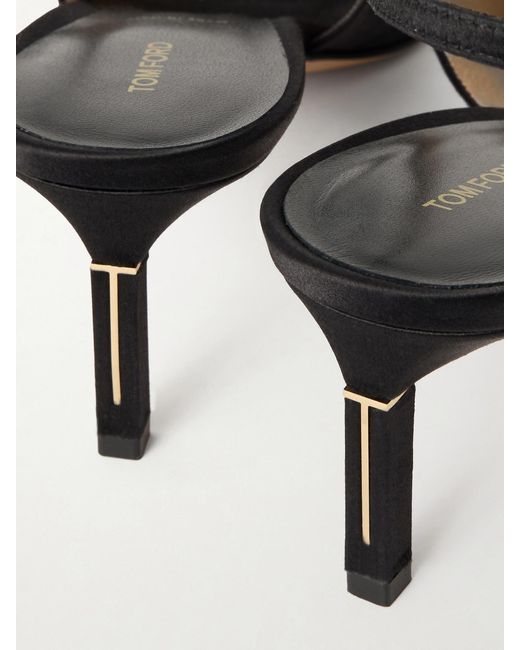 Tom Ford Black Satin Slingback Pumps