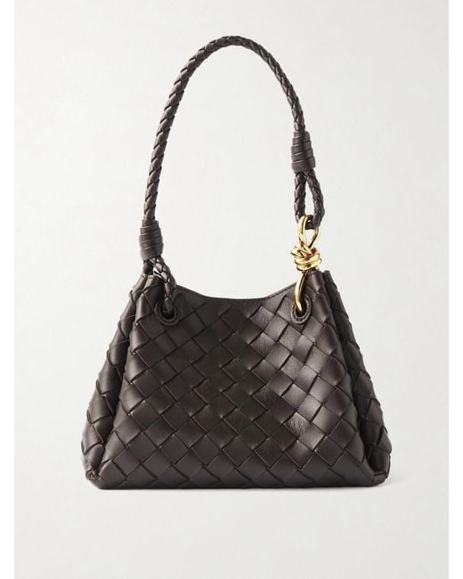 Bottega Veneta Black Parachute Small Intrecciato Leather Shoulder Bag