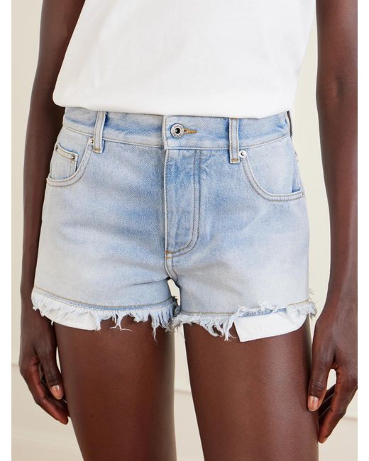 Loewe Blue Paula's Ibiza Anagram Distressed Straight-Leg Denim Shorts