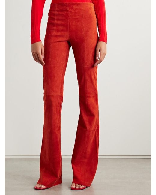 Pantalon Évasé En Daim Gégé Stouls en coloris Red