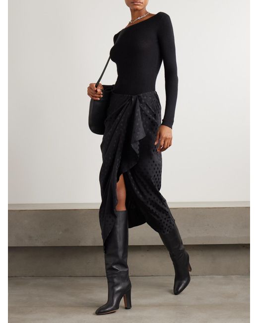 Isabel Marant Black Izzie Pullover Aus Einer Gerippten Kaschmir-Seidenmischung