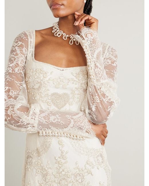 Clio Peppiatt Flora Embellished Lace Gown in White | Lyst Clio Peppiatt Flora Embellished Lace Gown in White | Lyst