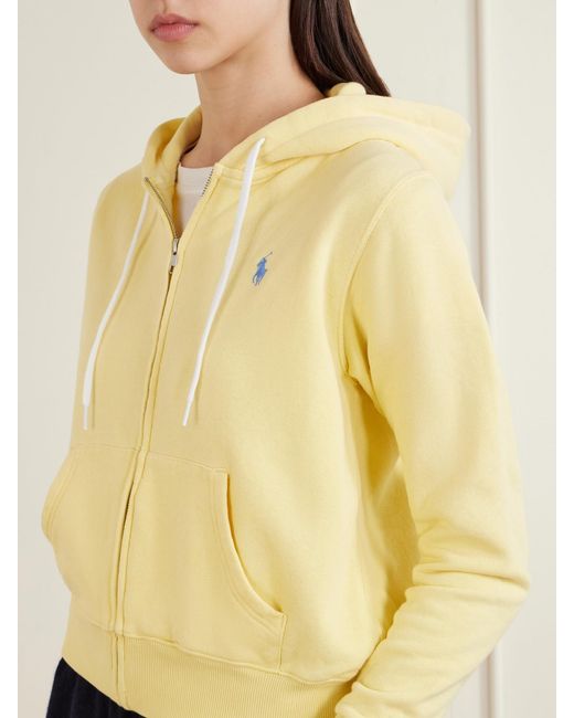 Polo Ralph Lauren Yellow Logo-Embroidered Cotton-Blend Zip-Up Hoodie