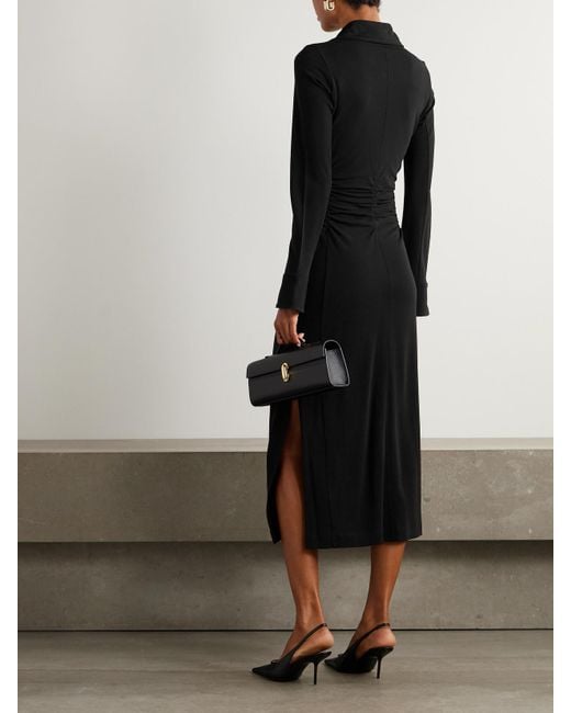 Altuzarra Black Claudia Crystal-Embellished Ruched Jersey Midi Dress