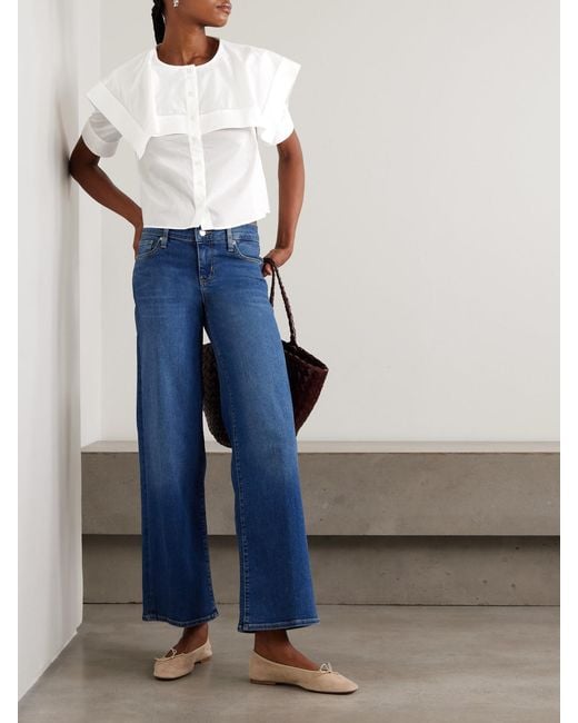FRAME Blue Le Slim Palazzo Low-Rise Wide-Leg Jeans