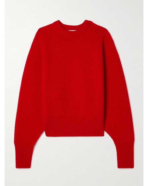 Sa Su Phi Red Waffle-Knit Merino Wool And Cashmere-Blend Sweater