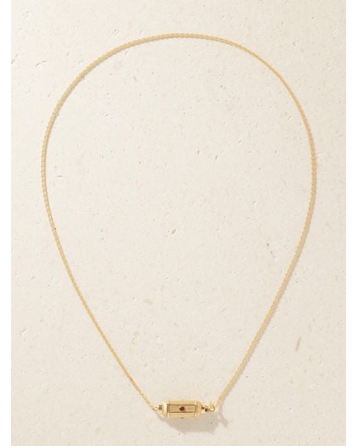 Marie Lichtenberg Natural Micro Coco Locket 18-Karat Ruby Necklace