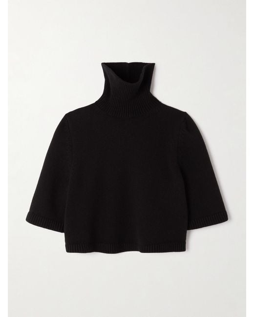 Alaïa Black Verkürzter Rollkragenpullover Aus Einer Kaschmirmischung