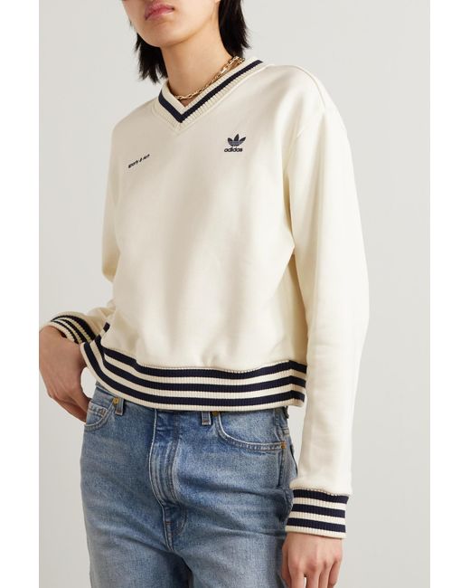 adidas Originals + Sporty & Rich Flocked Cotton-jersey Sweatshirt