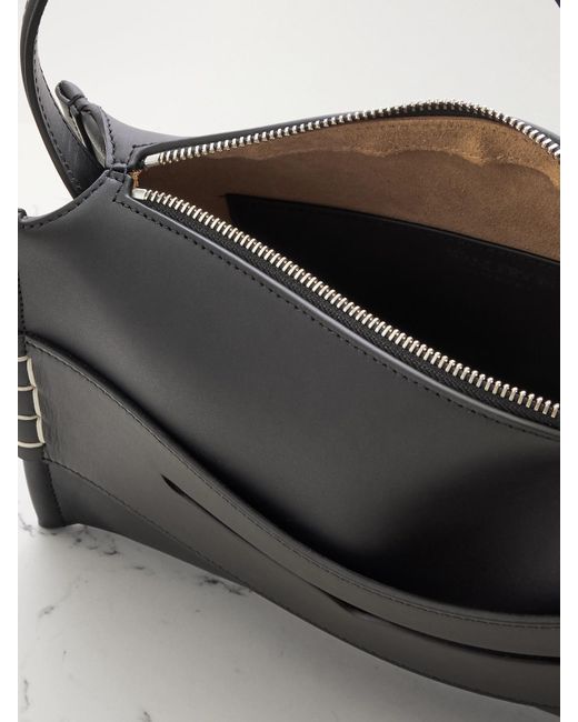 J.W. Anderson Black Loafer Schultertasche Aus Leder Mit Stickereien
