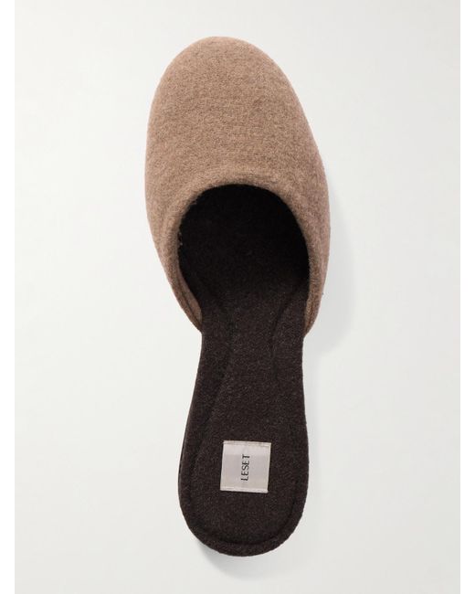 Leset White Romy Fleece Mules