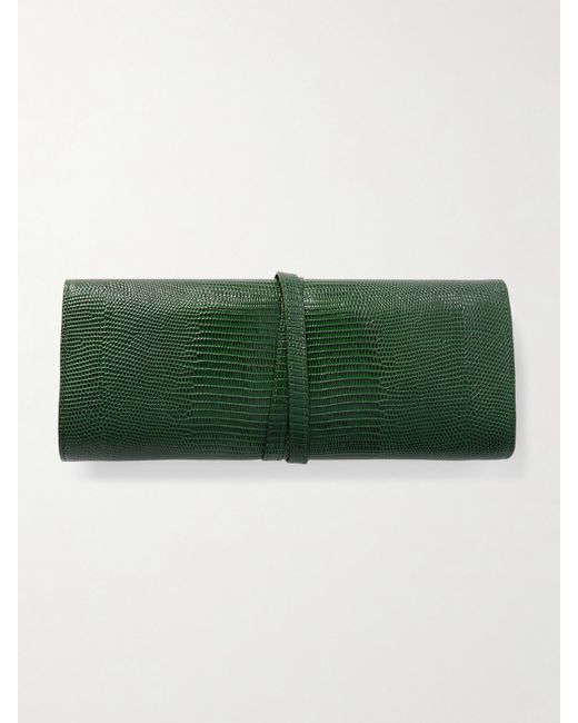 Liffner Green Clutch Aus Leder Mit Eidechseneffekt