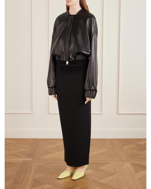 Khaite Black Cordan Cropped Leather Jacket