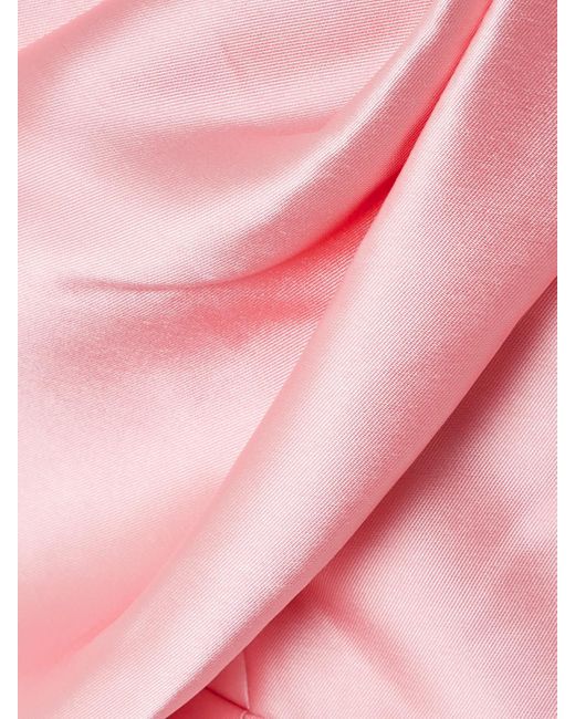 Solace London Pink Davina Schulterfreie Robe Aus Faille Mit Raffungen