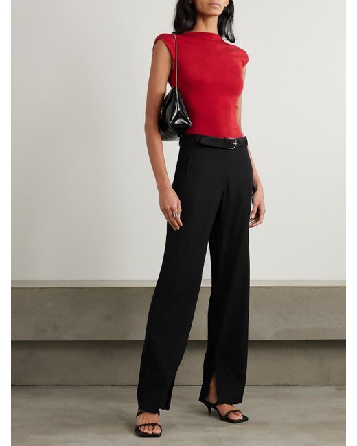 St. Agni Black 90S Split Crepe Flared Pants