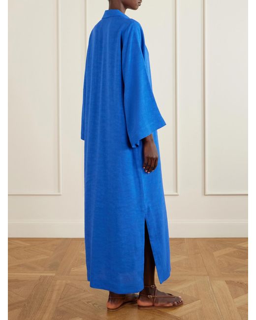 Lisa Marie Fernandez Blue Tie-Detailed Woven Maxi Dress
