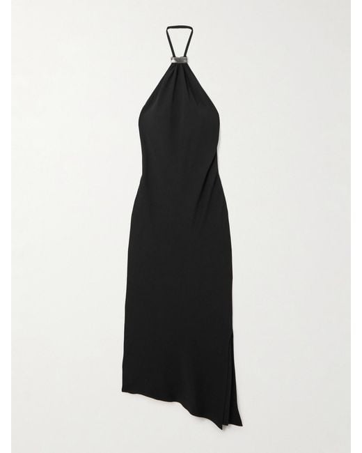 The Attico Black Halterneck Crepe Midi Dress
