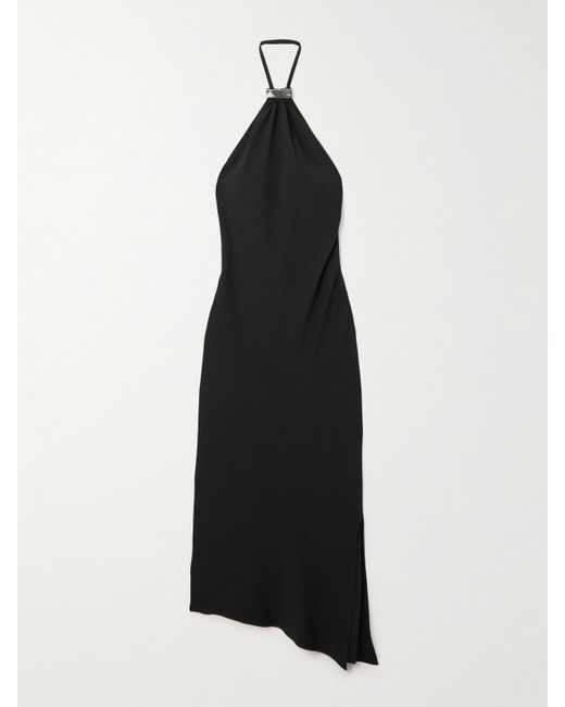 The Attico Black Halterneck Crepe Midi Dress