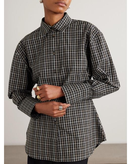 Rohe Black Checked Cotton-Poplin Shirt