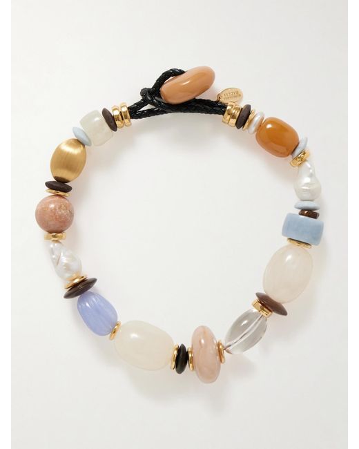 Lizzie Fortunato Natural Monument-Plated, Leather, -Stone And Horn Necklace