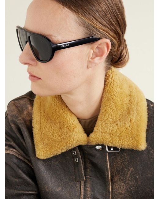 Prada Black Oversized Aviator-Style Acetate Sunglasses