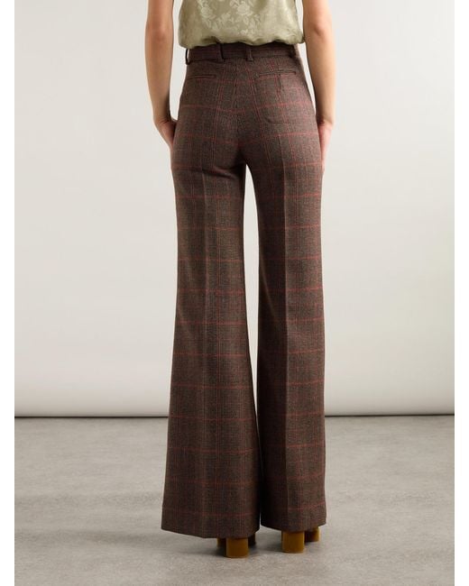 Chloé Brown Checked Wool Flared Pants