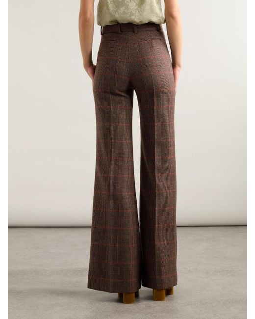 Pantalon Évasé En Laine À Carreaux Chloé en coloris Brown