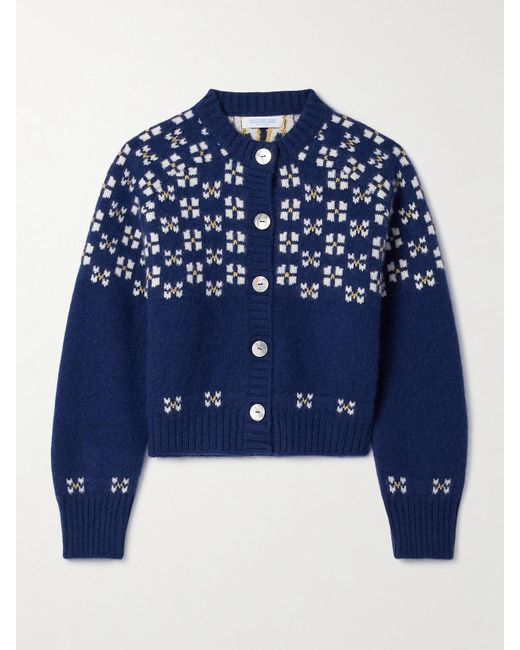 Calle Del Mar Blue Fair Isle Cashmere Cardigan