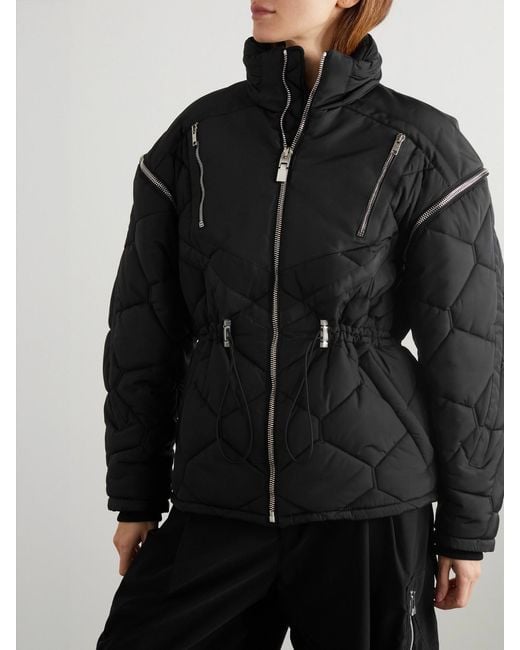 Givenchy Black Convertible Quilted Padded Shell Jacket