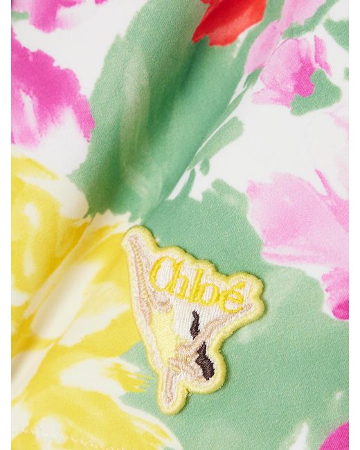 Chloé Pink Appliquéd Floral-Print Bikini Skirt