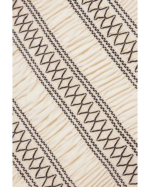 Max Mara Natural Walk Off-The-Shoulder Smocked Cotton Top