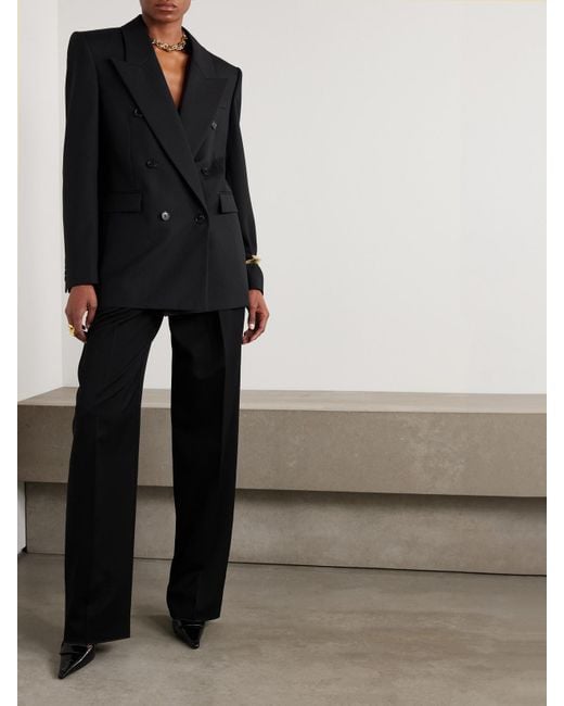 Saint Laurent Black Doppelreihiger Blazer Aus Grain De Poudre Aus Wolle