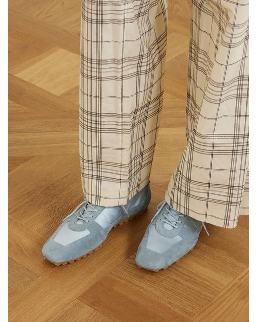 Aeyde Blue Uma Suede And Satin Sneakers
