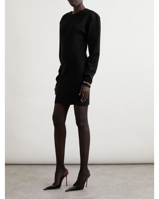 Saint Laurent Black Minikleid Aus Einer Wollmischung