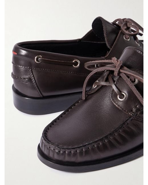 Aeyde Black Harris Leather Boat Shoes