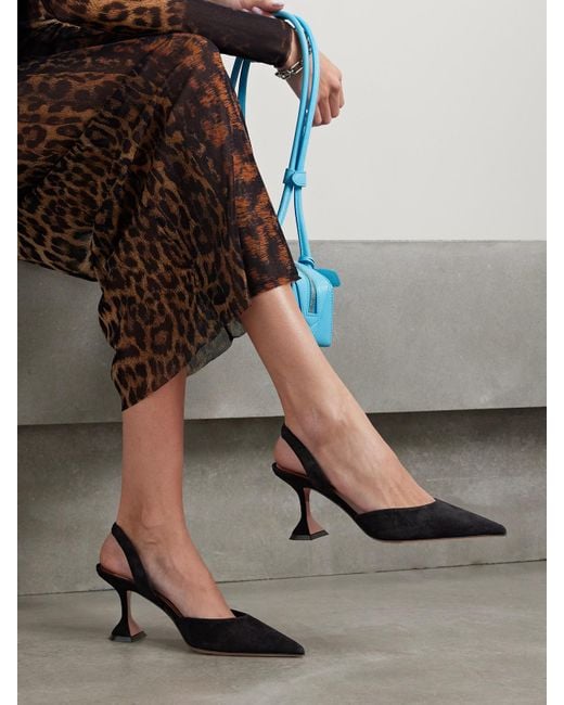 AMINA MUADDI White Holli Suede Slingback Heels