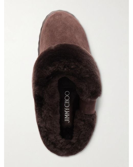 Jimmy Choo Brown Diamond Slippers Aus Shearling