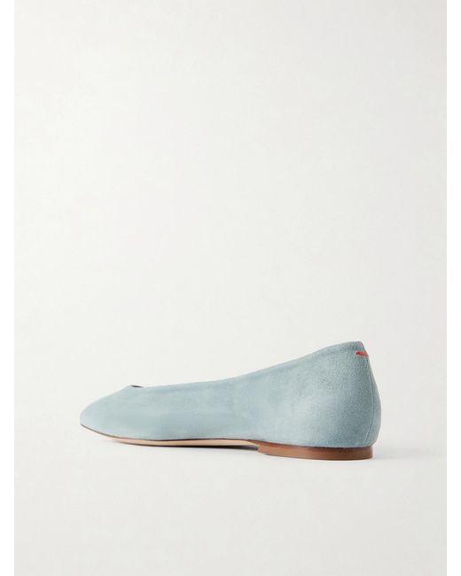 Aeyde White Ellie Suede Ballet Flats