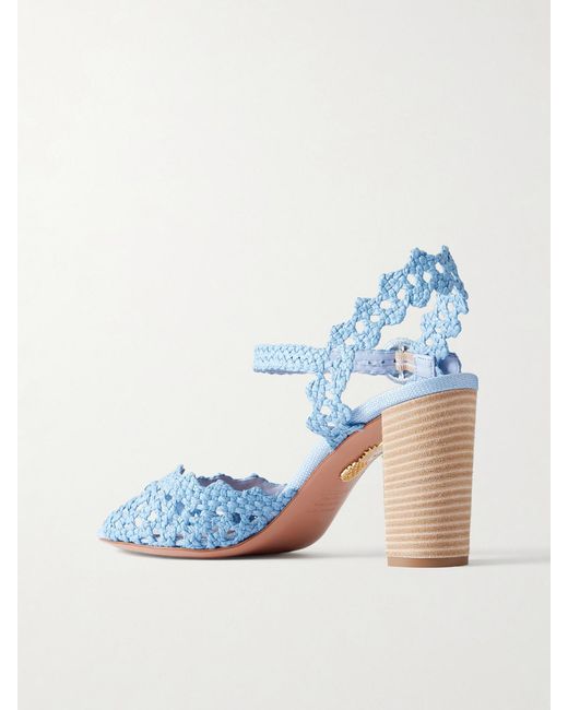 Aquazzura Blue Bossa Nova 85 Raffia Sandals