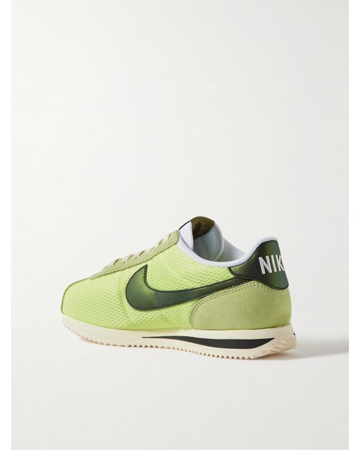 Nike Green Cortez Leather And Suede-Trimmed Mesh Sneakers
