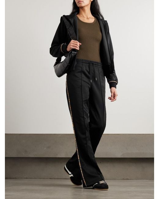 Burberry Black Checked Piqué-Trimmed Jersey Flared Track Pants