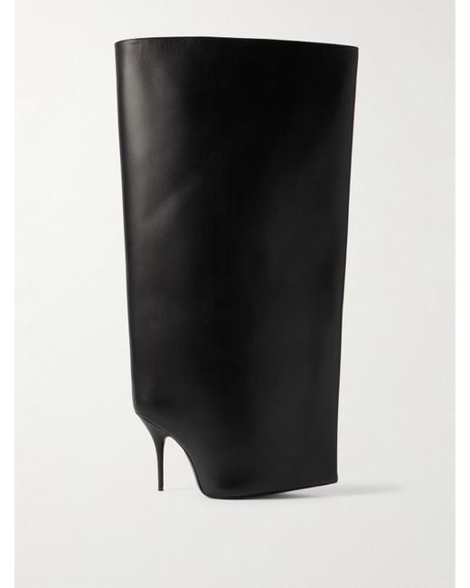 Balenciaga Black New Wader Kniehohe Stiefel Aus Leder
