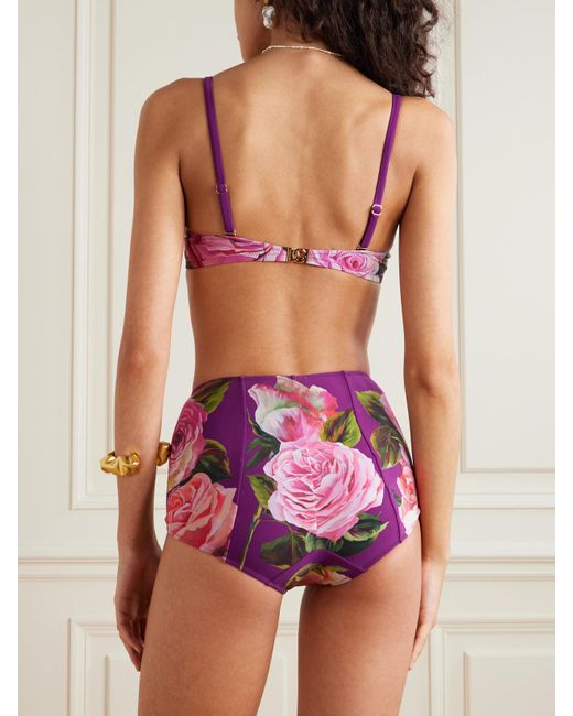 Dolce & Gabbana Pink Bügel-Bikini-Oberteil Mit Blumenprint