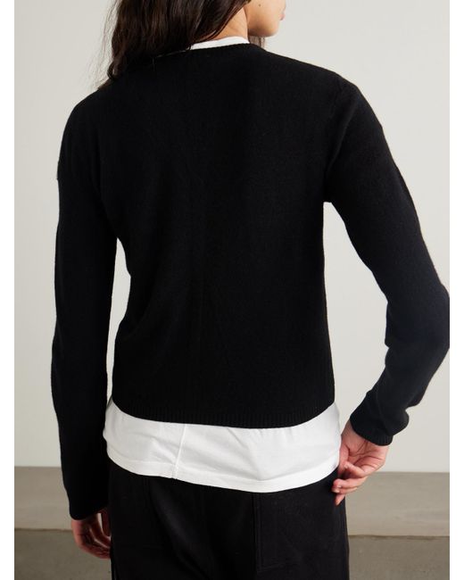 Rick Owens Black Moncler Biker Pullover Aus Einer Woll-Kaschmirmischung Mit Jacquard-Muster