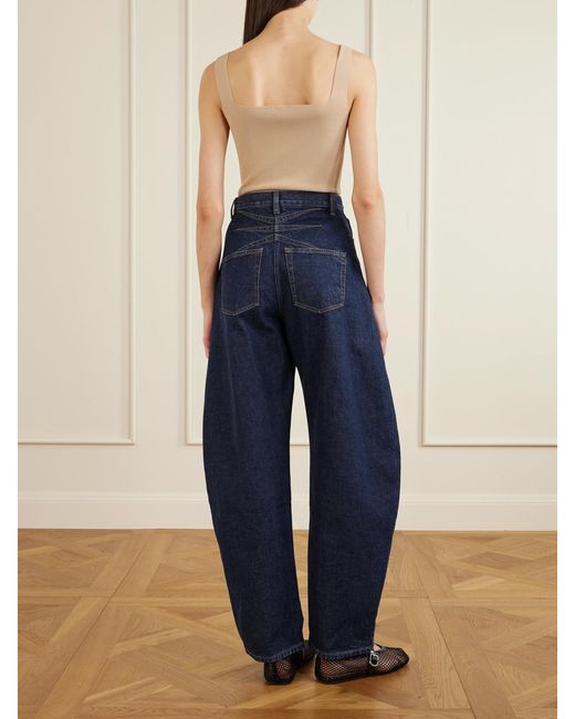 Alaïa Blue High-Rise Barrel-Leg Jeans