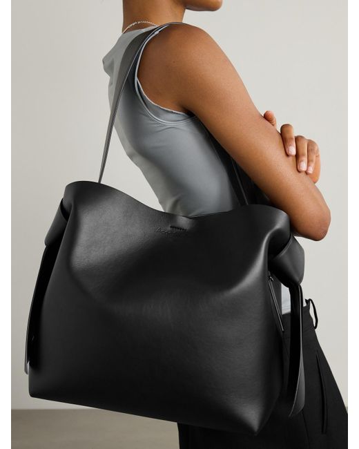 Acne Black Musubi Midi Knotted Leather Shoulder Bag