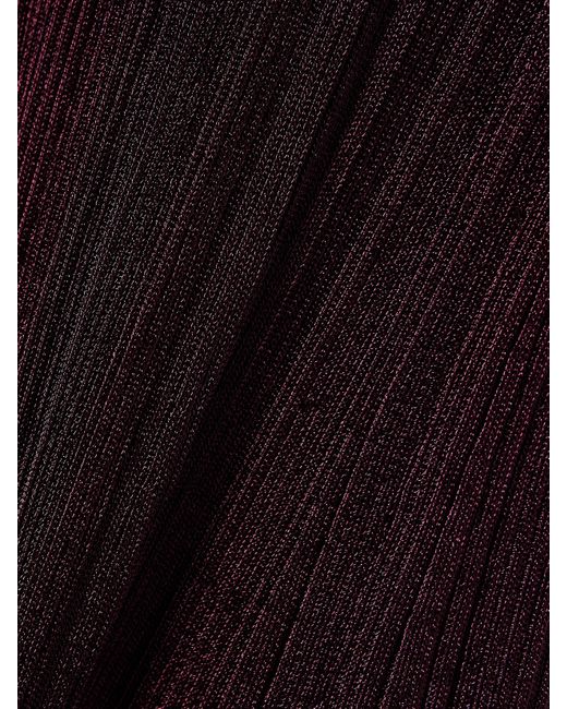 Rabanne Purple Asymmetrisches Maxikleid Aus Plissiertem Metallic-Strick Mit Schluppe