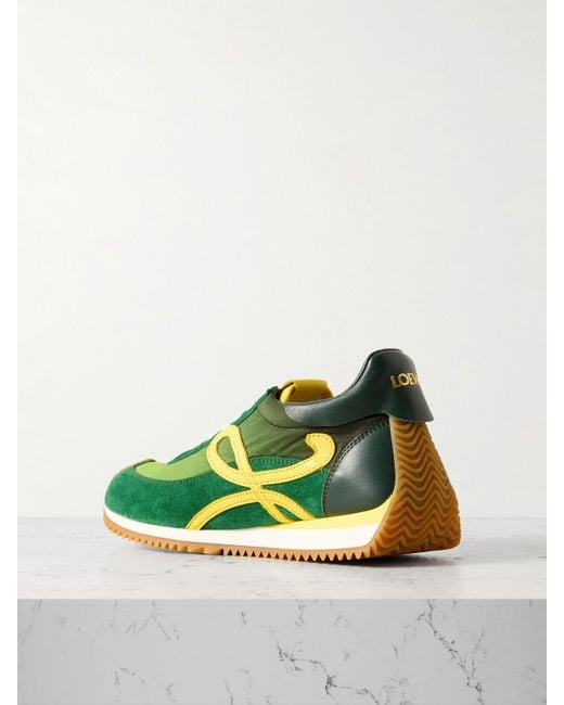 Baskets En Tissu Technique Et En Daim À Finitions En Cuir Flow Runner 2.0 Loewe en coloris Green