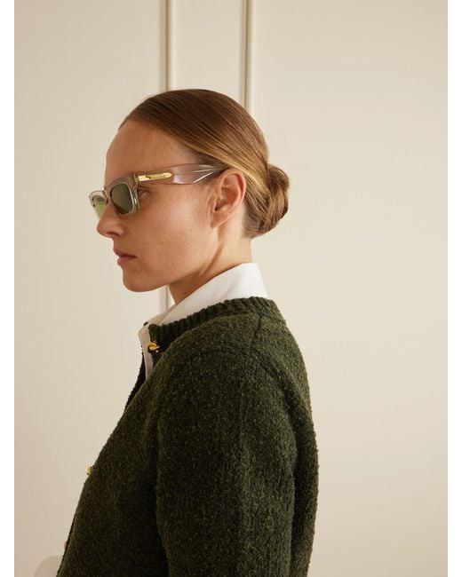 Bottega Veneta Green Ribbon Square-Frame Acetate Sunglasses